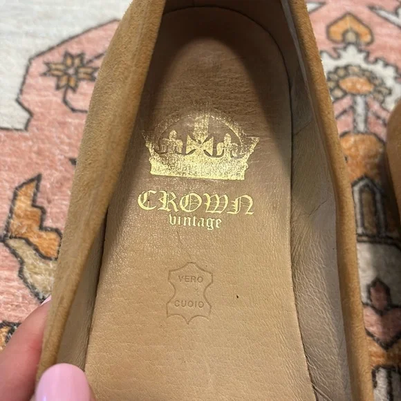 ✨ Crown Vintage ✨ Penelope Brown Suede Leather Perforated Flats Loafers Size 6.5 - Picture 4 of 12